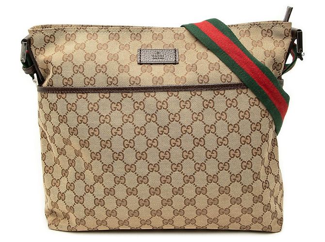 Borsa a tracolla Gucci GG Canvas Web beige
