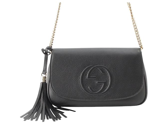 Borsa a tracolla Soho Chain Gucci Medium in pelle di vitello nera Nero