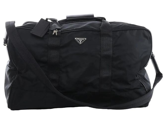 Borsa da viaggio 2Way Prada in nylon Tessuto e pelle, nera Nero