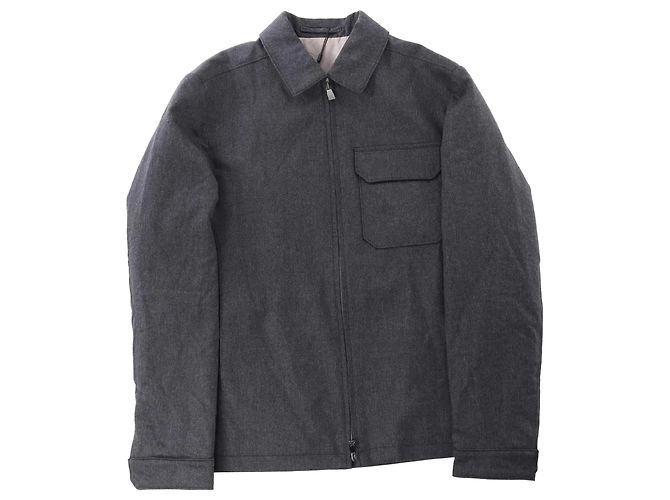 Corneliani Wool Coat in Gray, Size 50 IT Grey