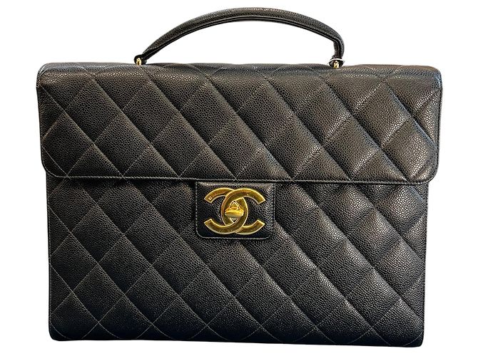 1996 Chanel CC Quilted Caviar Briefcase