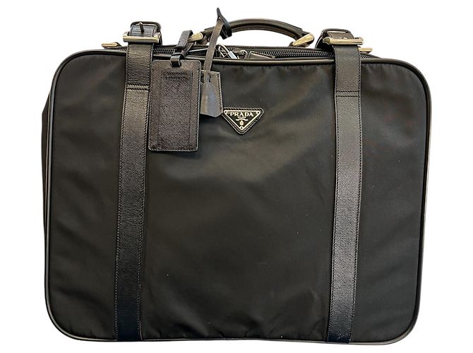 Bolso Suitcase de Tessuto con ribetes de Saffiano Prada