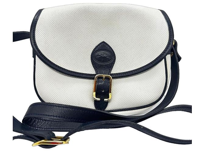 Borsa a tracolla Longchamp Paris Bianco Blu navy