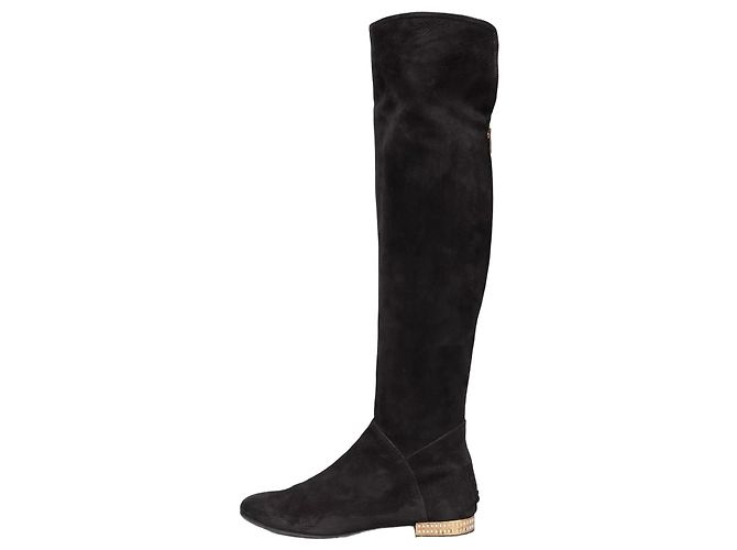Le Silla Brown Suede Over-the-Knee Boots Black