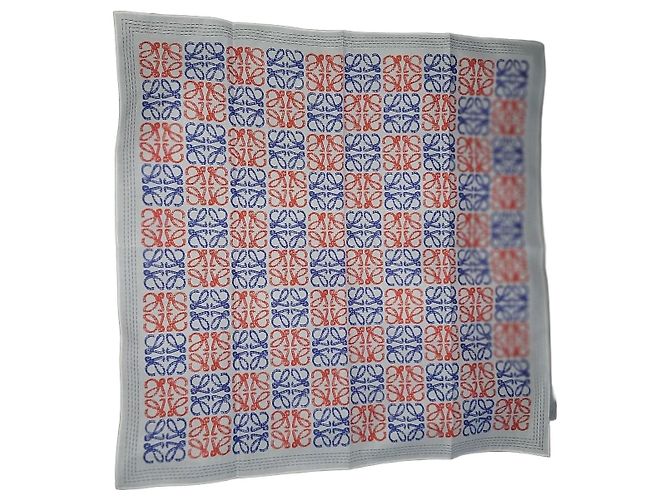 Pañuelo cuadrado Loewe Anagram de algodón Blanco Roja Azul