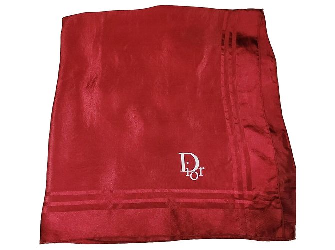 Lenço de seda vermelho Dior