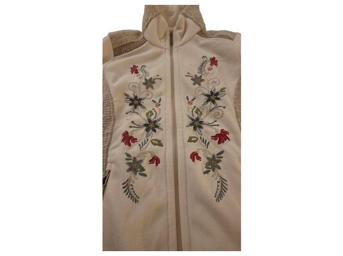 Autre Marque CMP Fleecejacke mit Blumenstickerei Weiß Mehrfarben Grau
