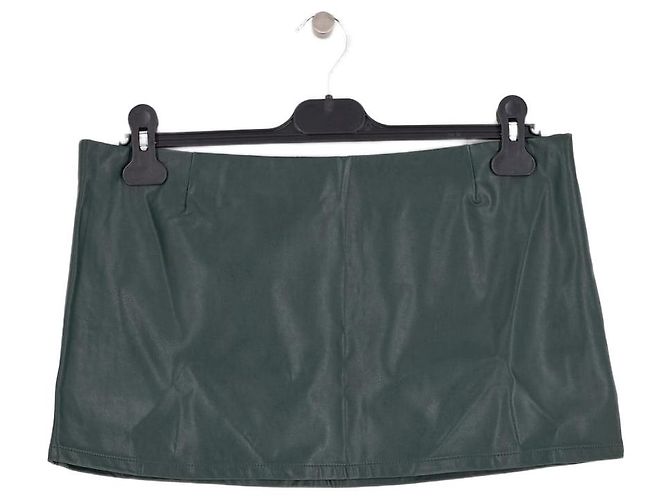 Autre Marque Falda de cuero vegano verde