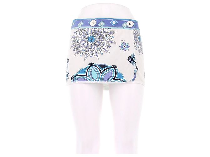 Minifalda de rizo estampada blanca Emilio Pucci Azul