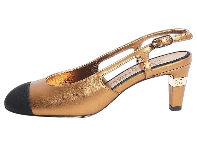Chanel Gold metallic slingbacks - size EU 36 Golden