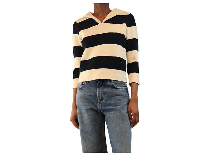 Christian Dior Pull rayé blanc et bleu marine - size XS Multicolore