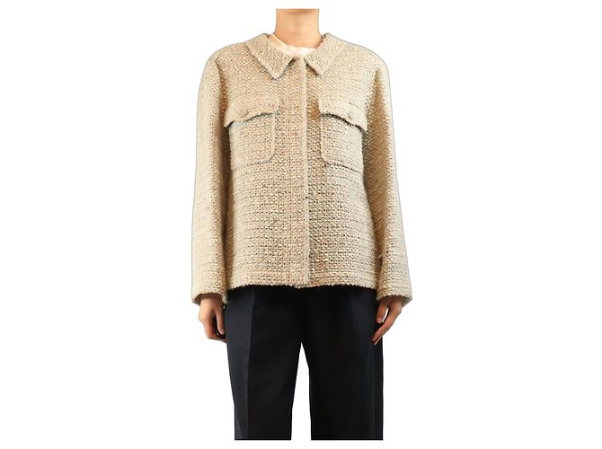 Chanel Chaqueta de tweed neutra - size UK 20