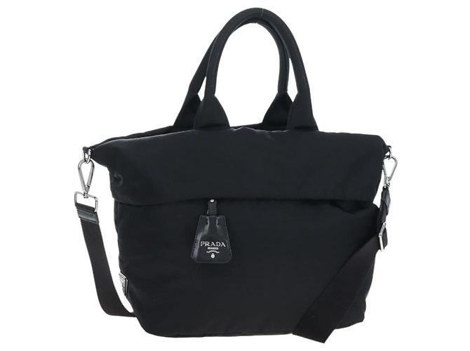 PRADA Wendbare Handtasche Nylon 2way Black Silver