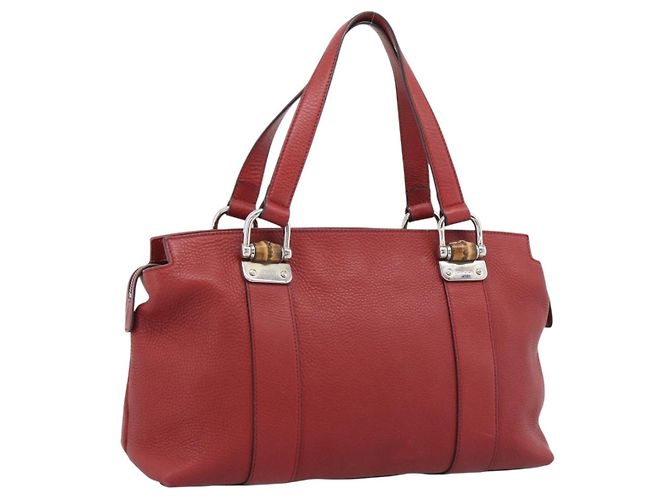 GUCCI Hand Bag Leather outlet Red Silver 355772
