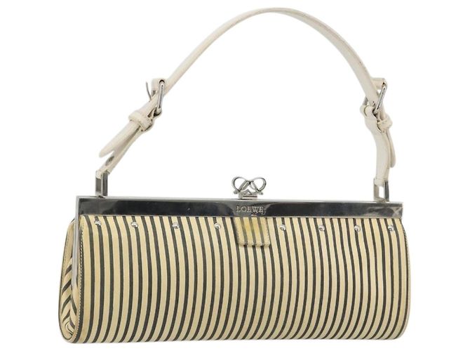 LOEWE Shoulder Bag Leather White Silver