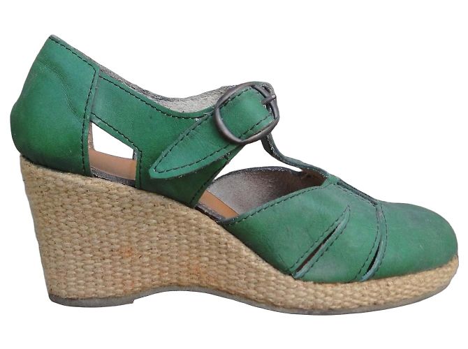 Autre Marque Sandali con zeppa vintage seventies Verde