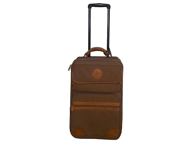 Mala Lancel em lona castanha e couro Marrom
