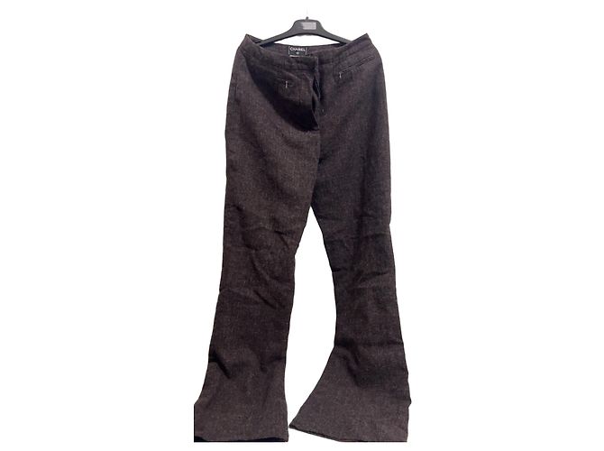 Chanel braune Wollhose aus Mischgewebe