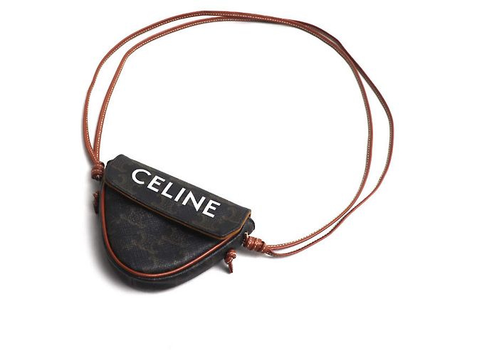 Céline Bolsa de Ombro Celine Triomphe Triangle Marrom