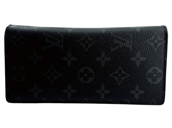 Brazza Louis Vuitton Monogram Eclipse Long Wallet Black