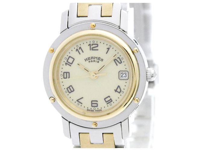 Hermès Reloj de mujer Hermes Clipper de acero chapado en oro Quartz