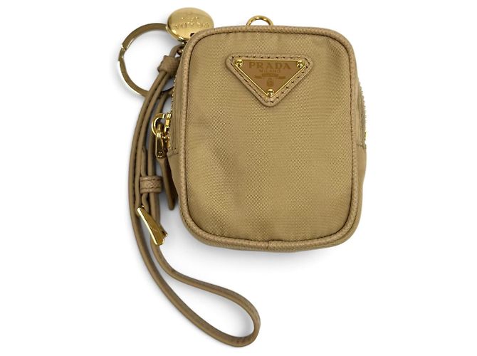 PRADA 1TT200 Mini Pouch with Wristlet Beige