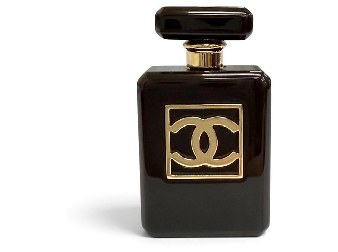 Chanel B23A Coco Mark Brosche mit Parfümflaschen-Motiv Dunkelbraun