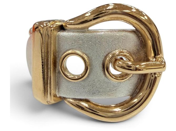 Ring Hermès Anel HERMES 925 750 Boucles Sellier Prata Dourado