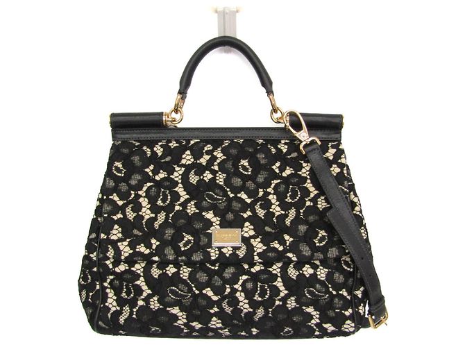 Sac à main Dolce & Gabbana Sicily Noir Beige