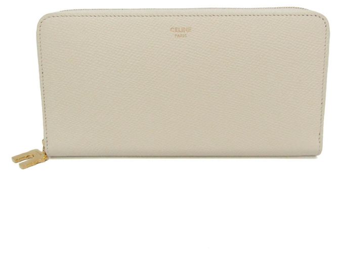 Céline Celine Large Zipped Wallet with Arc de Triomphe Motif Cream