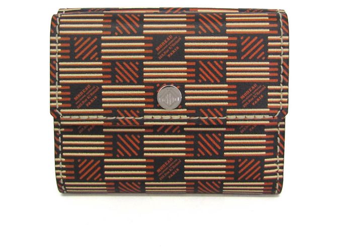 Moreau Leather Tri-fold Wallet Brown Beige