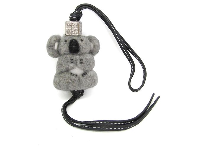 Pingente de bolsa em couro Loewe - Koala Charm Marrom Preto