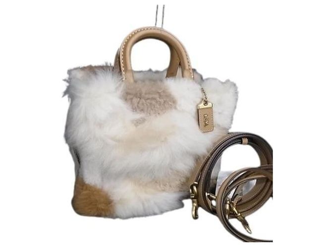 Sac à main COACH Rogue 20 Patchwork Marron Blanc Beige
