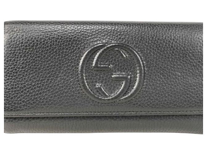 Gucci Interlocking G Long Wallet in Black Leather