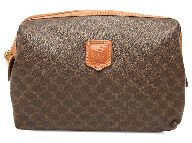 Céline Beauty case Celine Brown Macadam Coated Canvas Marrone
