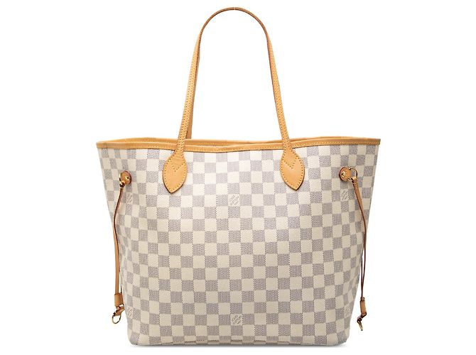 Louis Vuitton White Damier Azur Neverfull MM Branco
