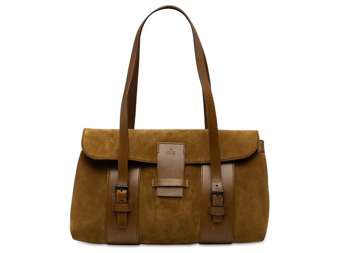 Bolsa de ombro Gucci em couro camurça marrom