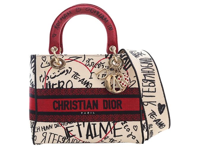 Dior White DiorAmour Medium Embroidered Canvas Graffiti Lady D Lite Branco