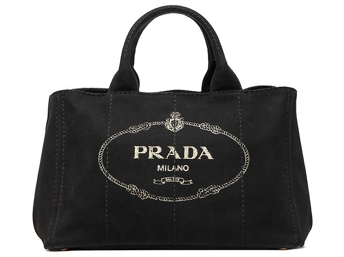 Prada Black Canvas Canapa Logo Tote