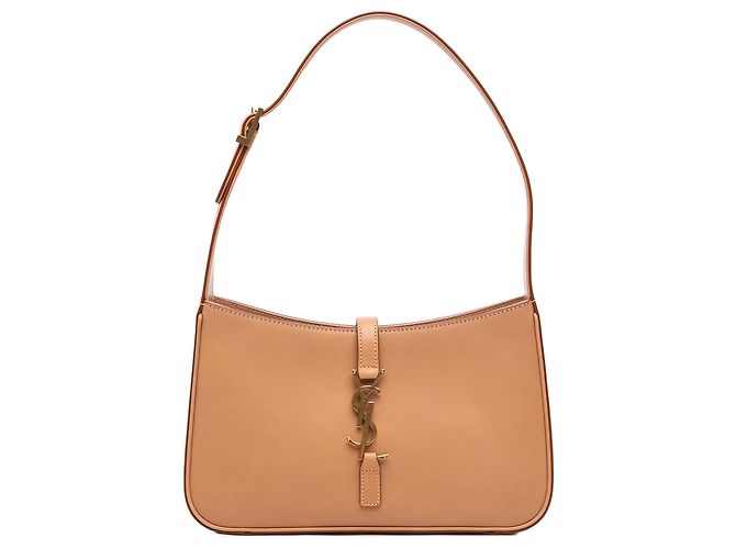 Saint Laurent Le 5 a 7 em couro de bezerro liso castanho Marrom Castanho claro