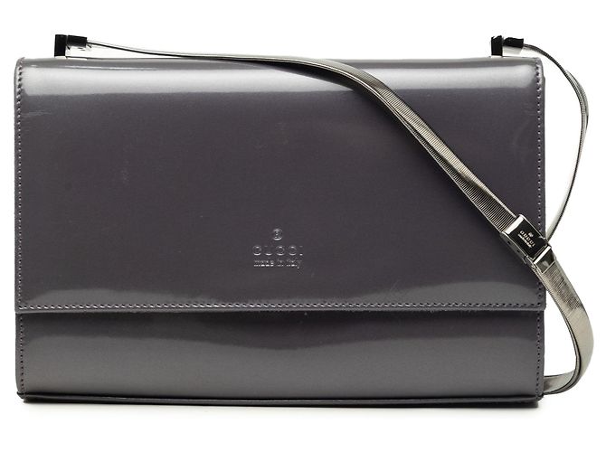 Gucci Schultertasche aus grauem Lackleder Braun