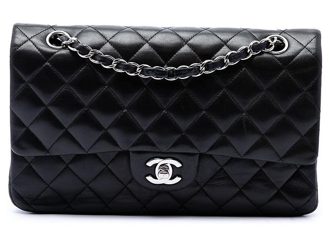 Chanel Black Medium Classic Lambskin Double Flap Noir
