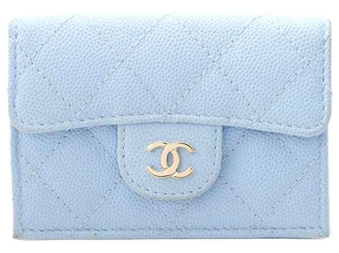 Chanel Blue CC Quilted Caviar Flap Wallet