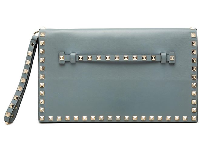 Valentino Rockstud Klappentasche aus blauem Leder
