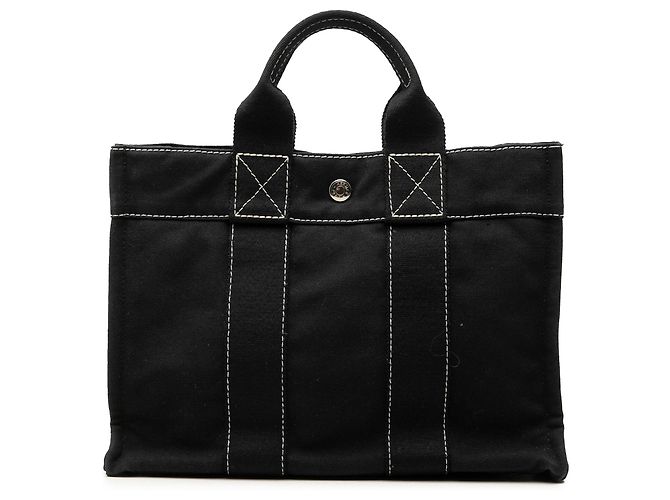 Hermès Black Canvas Fourre Tout PM Preto