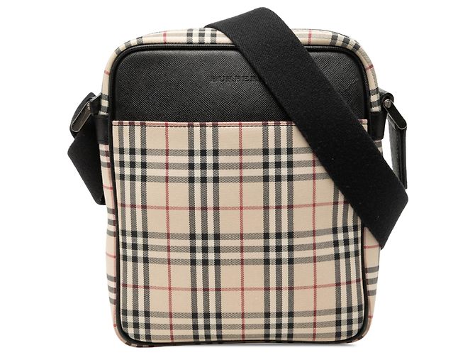 Borsa a tracolla Burberry Beige House Check Canvas