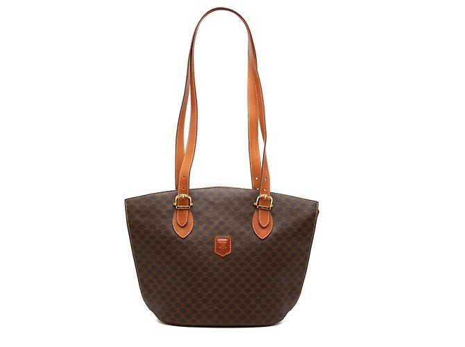 Céline Celine Brown Macadam Coated Canvas Tote