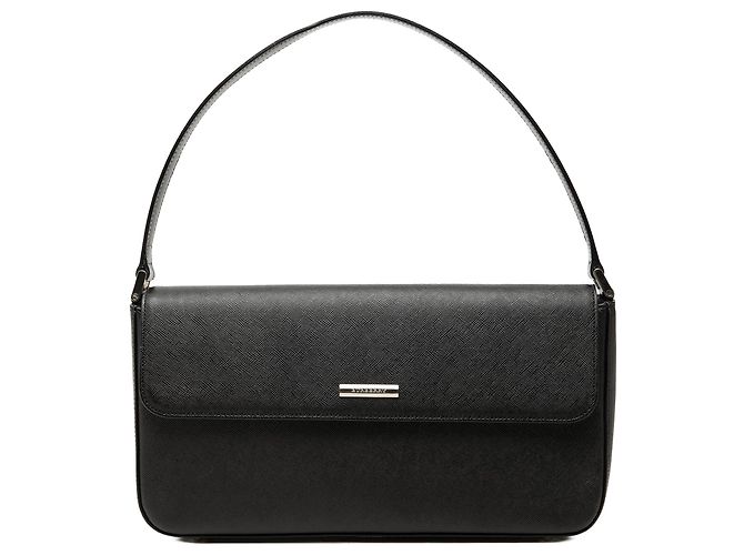 Bolsa de ombro com aba Burberry em couro preto