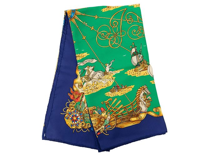 Lenço de seda Hermès Green Voiles de Lumiere 90 Verde