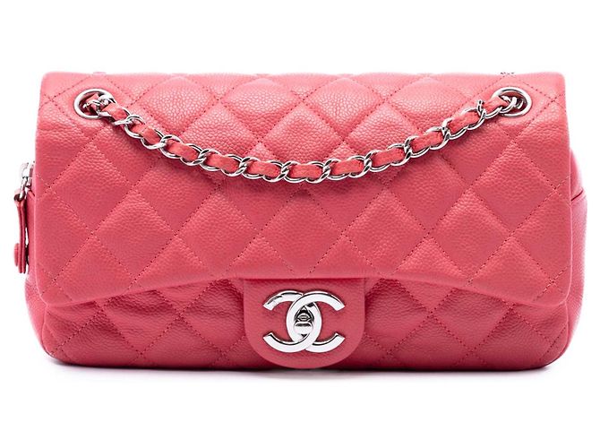 Chanel Pink Medium Quilted Caviar Easy Flap Rosa